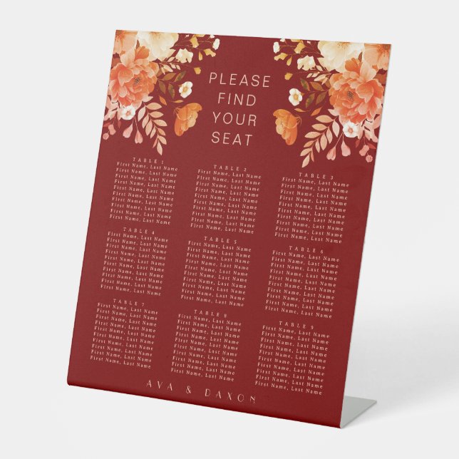 Expositor En L Deep Burgundy Boda Floral Asiento (Anverso)