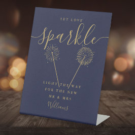 Expositor En L Deja que el amor brille azul marino dorado guión d