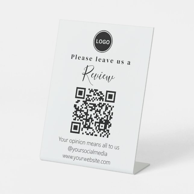 Expositor En L Deja una reseña moderna código QR (Anverso)