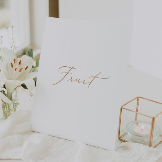 Expositor En L Delicada caligrafía de oro simple mesa de frutas (Delicate Gold Calligraphy Simple Fruit Table Pedestal Sign)