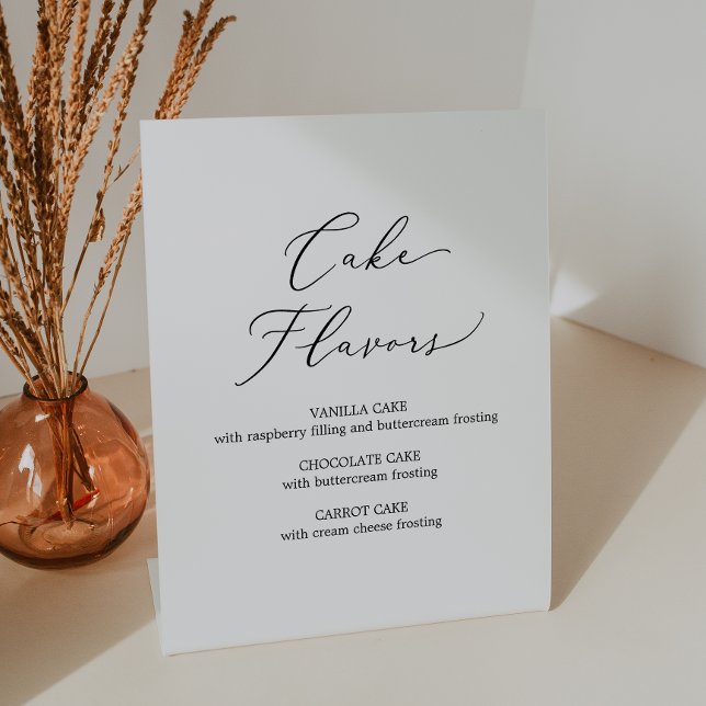 Expositor En L Delicada caligrafía negra Boda Flavores de torta (Subido por el creador)