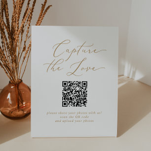 Expositor En L Delicada Captura De Oro Boda De Código QR De Amor