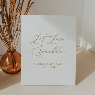 Expositor En L Delicado Boda de caligrafía de oro deja que el amo