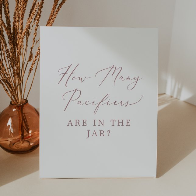 Expositor En L Delicado Rosa Cuántos Pacificadores Juego Baby Sho (Delicate Rose How Many Pacifiers Baby Shower Game Pedestal Sign)