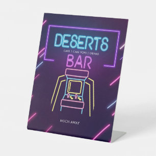 Expositor En L Deserts Bar Neon Arcade Videojuegos Cumpleaños Rót