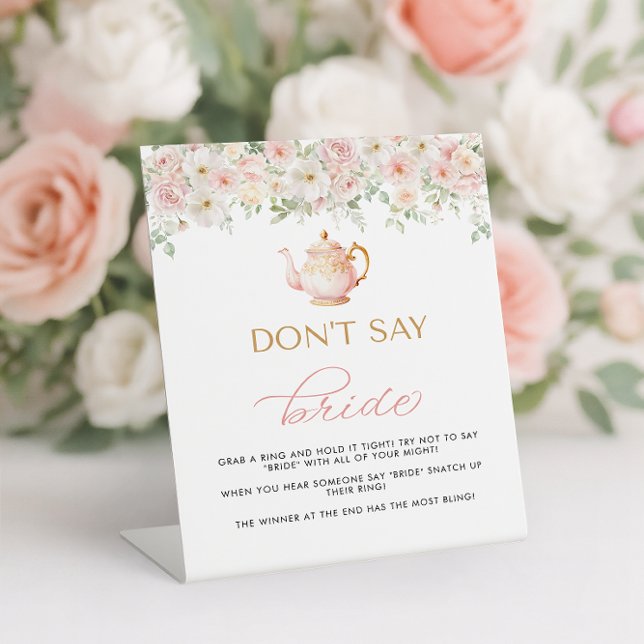 Expositor En L Despedida de Soltera sin decir Novia (Tea Party Bridal Shower Don't Say Bride Pedestal Sign)