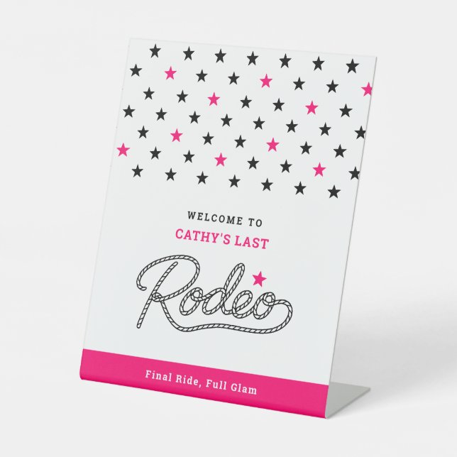 Expositor En L Despedida de soltera White Pink Welcome Last Rodeo (Anverso)