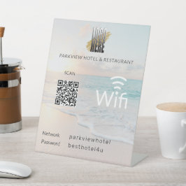 Expositor En L Detalles de la red Wi-Fi de playa con logotipo de