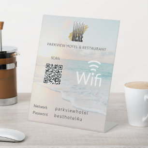 Expositor En L Detalles de la red Wi-Fi de playa con logotipo de