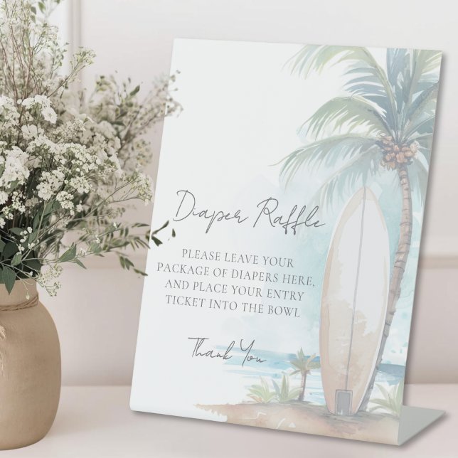 Expositor En L Diaper Raffle Beach Baby Shower (Diaper Raffle Beach Baby Shower Pedestal Sign)