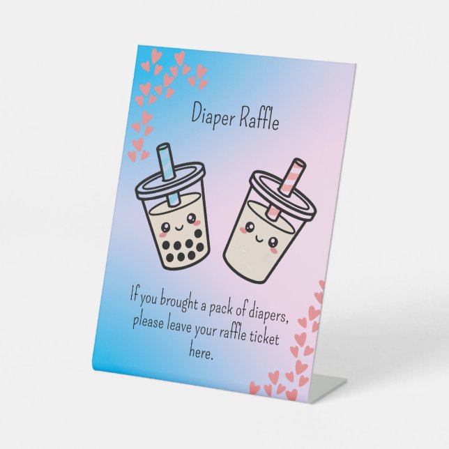 Expositor En L Diaper Raffle Boba Bubble Tea  Gender Reveal (Anverso)