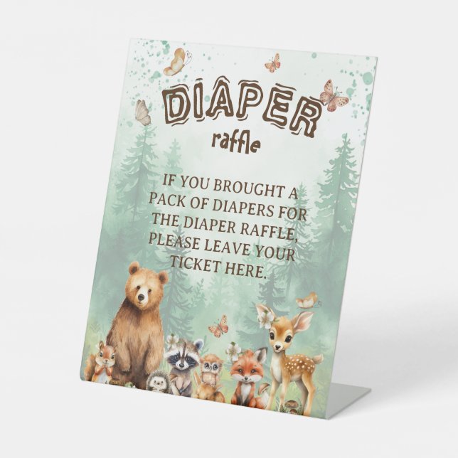Expositor En L Diaper Raffle Bodega de los animales de Woodland (Anverso)