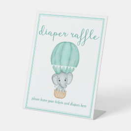 Expositor En L Diaper Raffle Green Elephant Baby Shower
