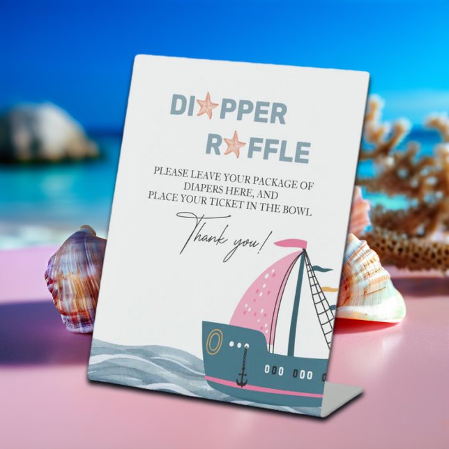 Expositor En L Diaper Raffle Pink Nautical Baby Shower (Subido por el creador)