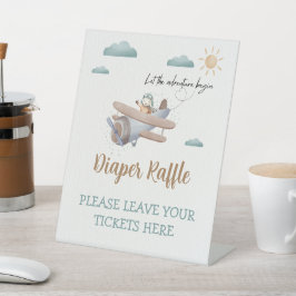 Expositor En L Diaper Raffle Rótulo Aquí Airplane Baby Shower