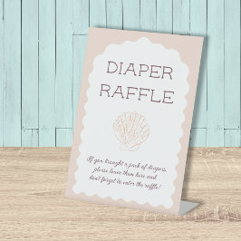 Expositor En L Diaper Raffle Rótulo Beach Babe Seashell Baby Show
