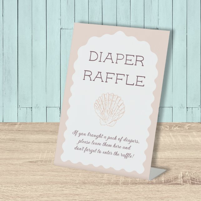 Expositor En L Diaper Raffle Rótulo Beach Babe Seashell Baby Show (Diaper Raffle Sign Beach Babe Seashell Baby Shower)