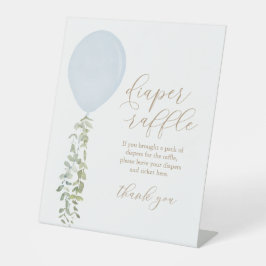 Expositor En L Diaper Raffle Rótulo Blue Balloon Boy Baby Shower