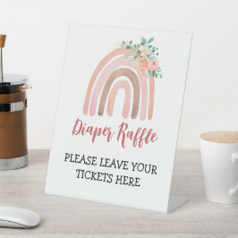 Expositor En L Diaper Raffle Rótulo Boho Rainbow Baby Shower