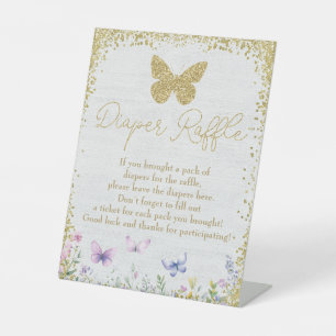 Expositor En L Diaper Raffle Rótulo Butterfly Baby Shower