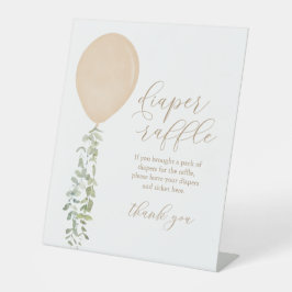 Expositor En L Diaper Raffle Rótulo Gold Balloon Baby Shower