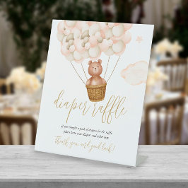 Expositor En L Diaper Raffle Teddy Bear Globos Baby Shower