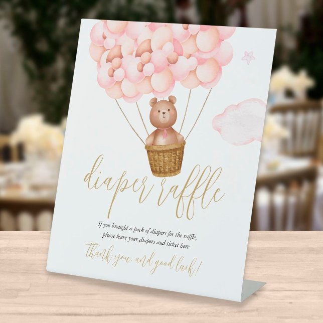 Expositor En L Diaper Raffle Teddy Bear Globos rosados Baby Showe (Subido por el creador)