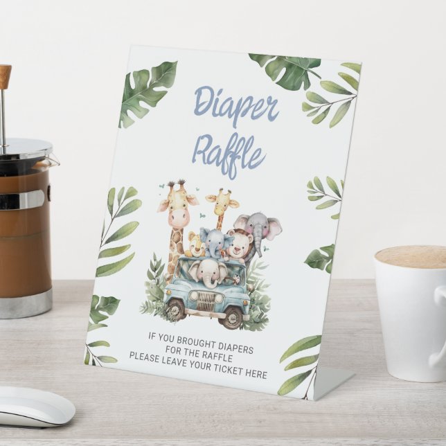 Expositor En L Diaper Raffle Wild One Safari Baby Shower (In Situ)