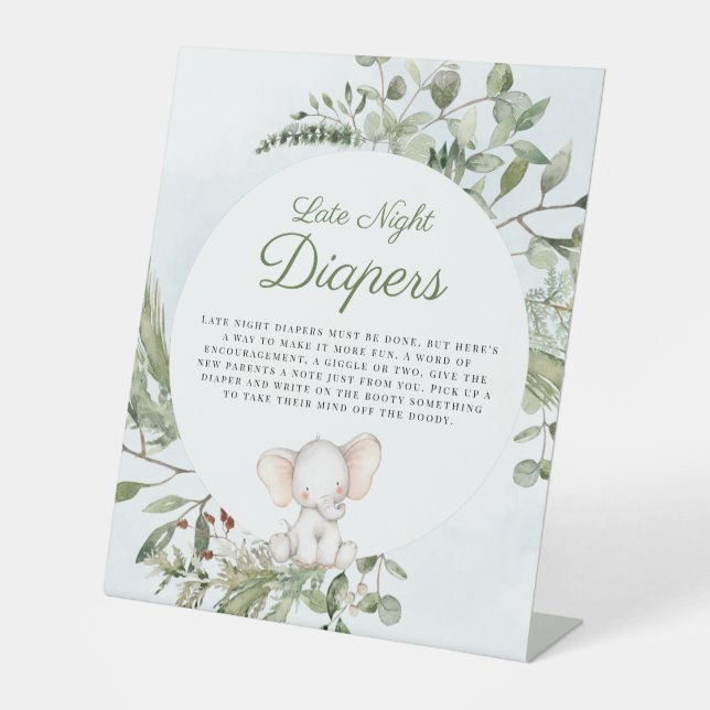 Expositor En L Diapers nocturnos Boy Elephant Rótulo de Baby Show (Anverso)