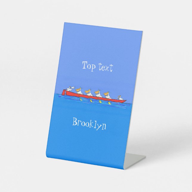 Expositor En L Dibujo animado divertido de pelícanos remando (Anverso)