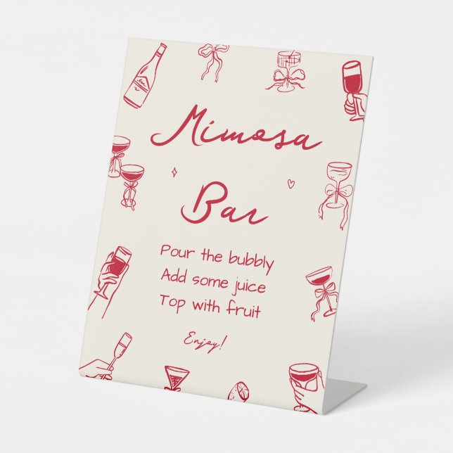 Expositor En L Dibujo manual de la ducha de novia Mimosa Bar (Anverso)