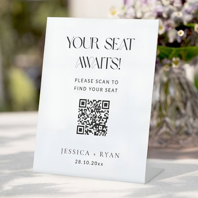 Expositor En L Digital Wedding Seating Chart with QR Code Sign (Digital Wedding Seating Chart with QR Code Sign)