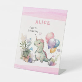 Expositor En L Dino Fiesta Chica acuarela Pink Birday