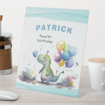 Dino Fiesta Watercolor Boy Nacimiento Azul