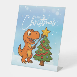 Expositor En L Dinosaur lindo con árbol de Navidad
