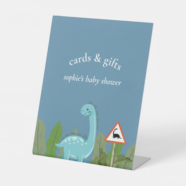 Expositor En L Dinosaurs Crossing, Baby Shower Cards & Gift (Anverso)