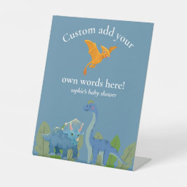 Expositor En L Dinosaurs Crossing, Baby Shower Custom Sign