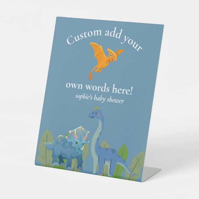 Expositor En L Dinosaurs Crossing, Baby Shower Custom Sign (Anverso)