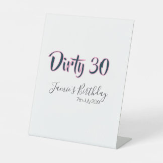 Expositor En L Dirty 30 happy birthday name date pink gray callig