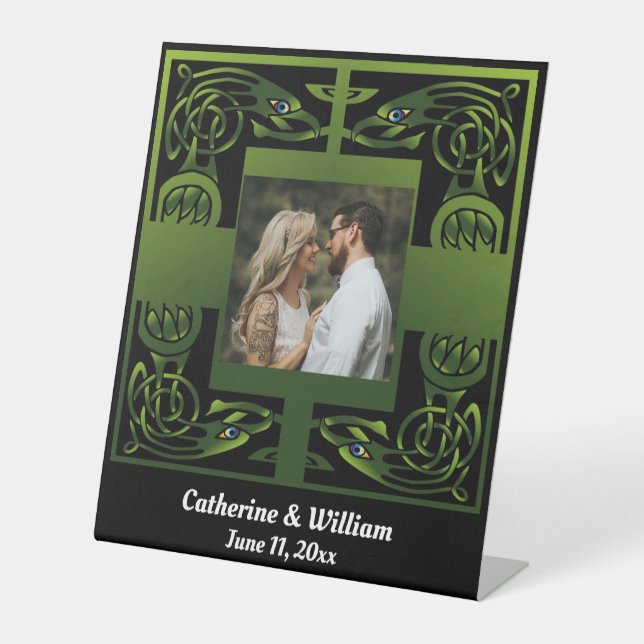 Expositor En L Diseño celta irlandés verde tradicional (Anverso)