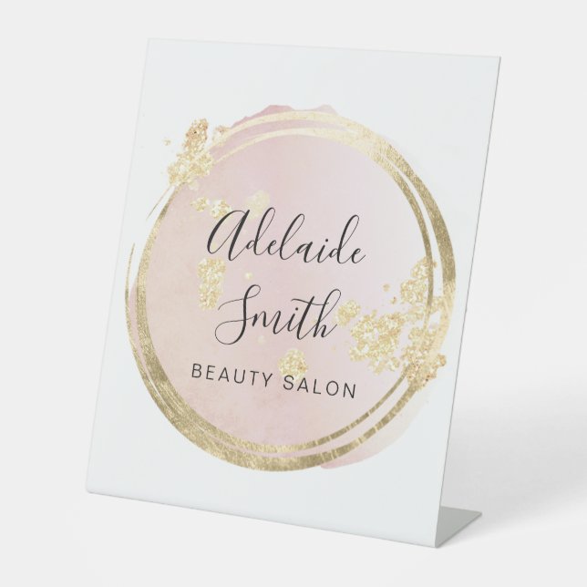 Expositor En L diseño de círculo rosa (Anverso)