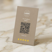 Diseño de retroalimentación QR moderno beige minim