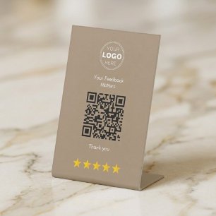 Expositor En L Diseño de retroalimentación QR moderno beige minim