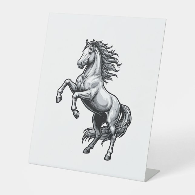 Expositor En L Diseño de vector de caballo encabritado de grabado (Anverso)