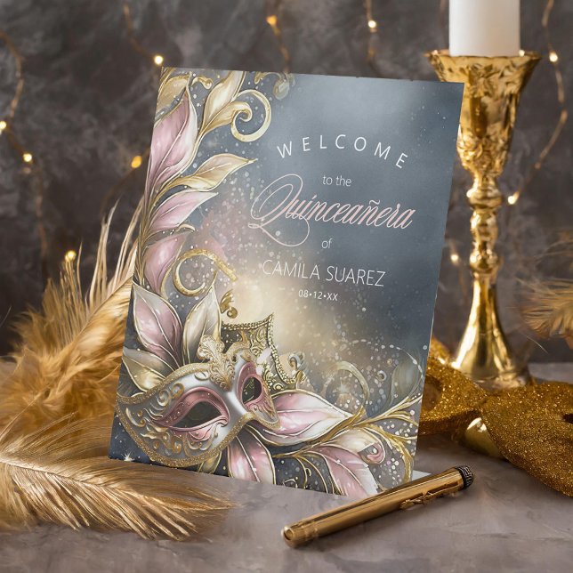 Expositor En L DNI1031 del Rosa de bienvenida de Quinceañera Masq (Subido por el creador)