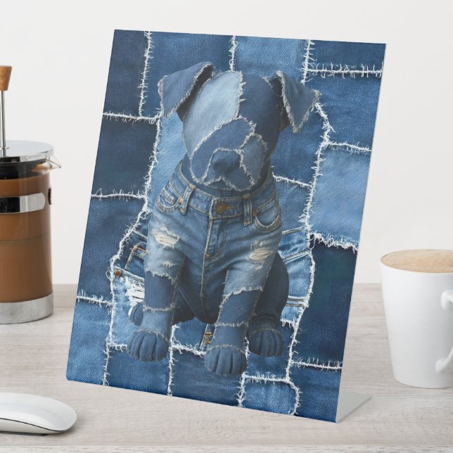 Expositor En L Dog Patchwork Art Denim (In Situ)