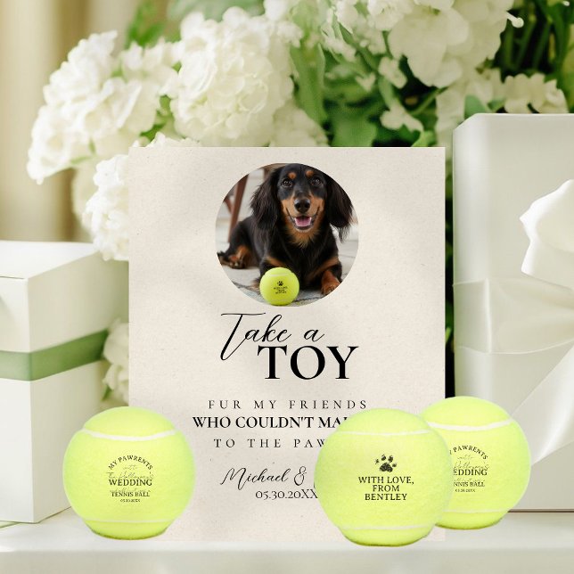 Expositor En L Dog Photo Wedding Tennis Ball Favor (Dog Photo Wedding Tennis Ball Favor Pedestal Sign)