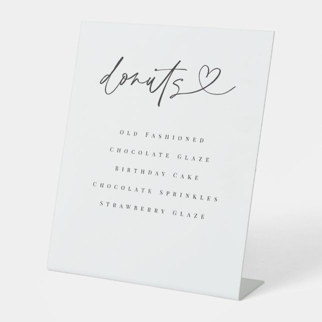 Expositor En L Donut Flavors Dessert Table Wedding Party Sign (Anverso)