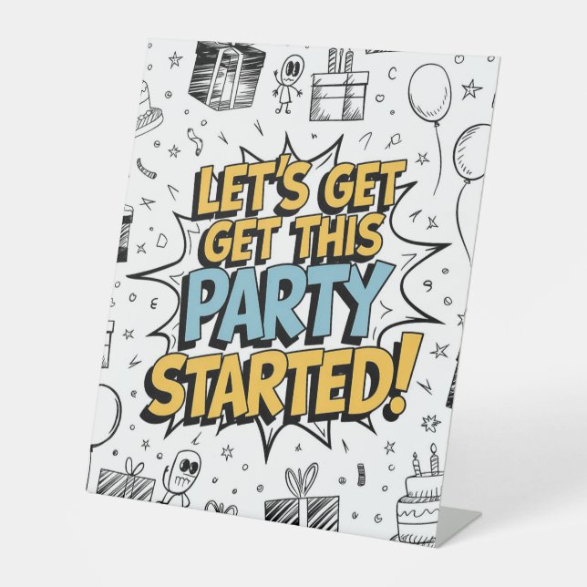 Expositor En L Doodle Art Explosion Birthday Design (Anverso)