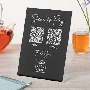 Expositor En L Dos maneras de pagar   Elegante código QR escanead